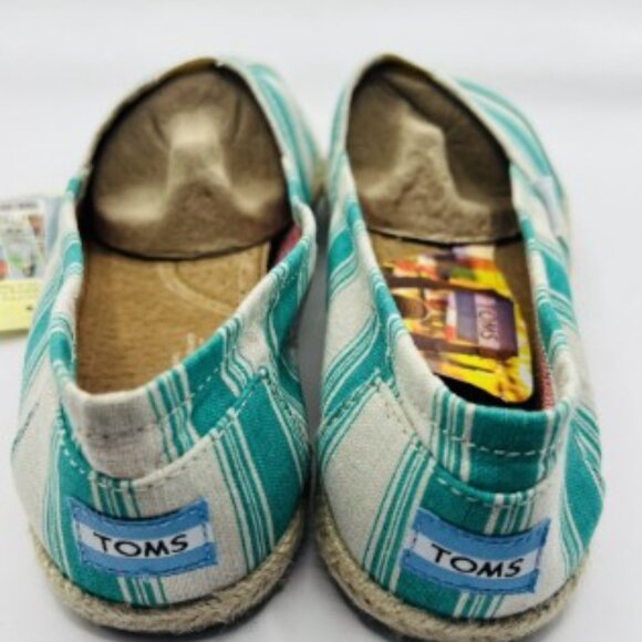 TOMS aqua Umbrella Stripe, Rope Sole, Women Classics, Size 5.5 - Picture 6 of 10